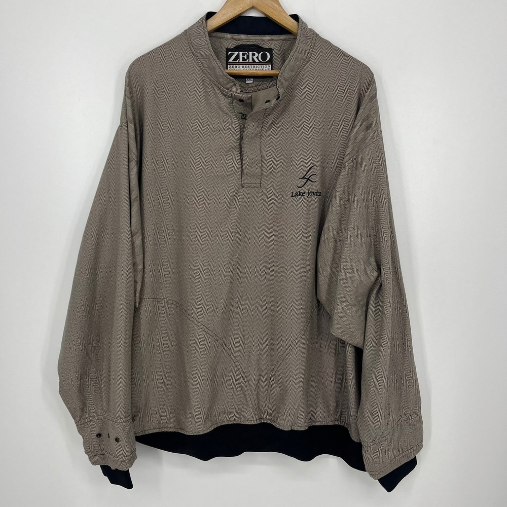 Zero Restriction Golf Pullover Mens XXL Brown Herringbone Lake Jovita Superlight